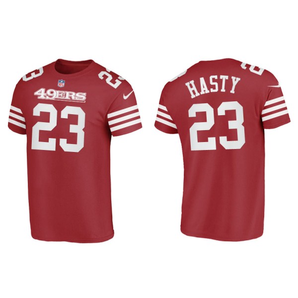 JaMycal Hasty San Francisco 49ers Men's Name & Number Scarlet T-Shirt