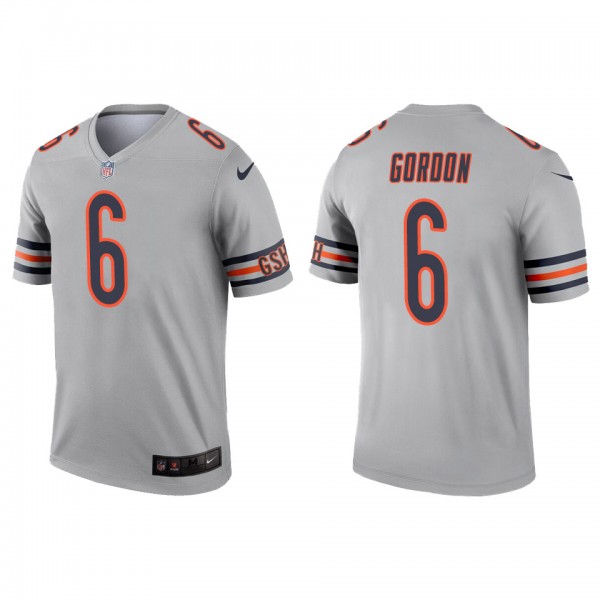 Men's Chicago Bears Kyler Gordon Silver Inverted L...