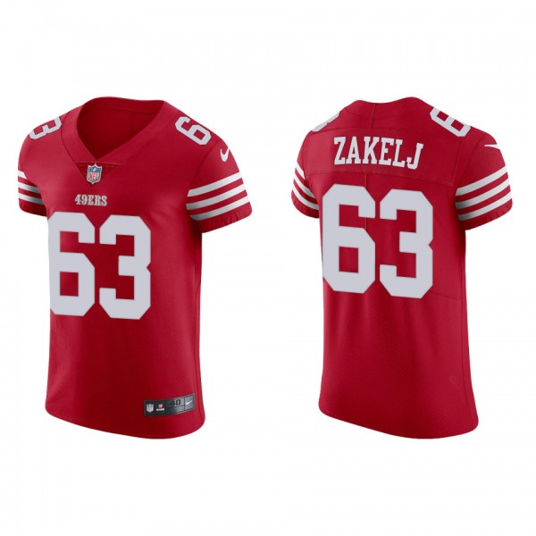 Men's San Francisco 49ers Nick Zakelj Scarlet 2022...