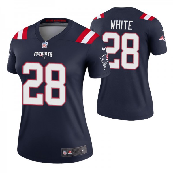 Women's James White #28 New England Patriots White...