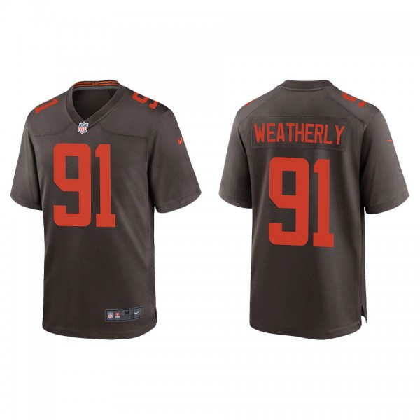 Men's Cleveland Browns Stephen Weatherly Brown Alt...