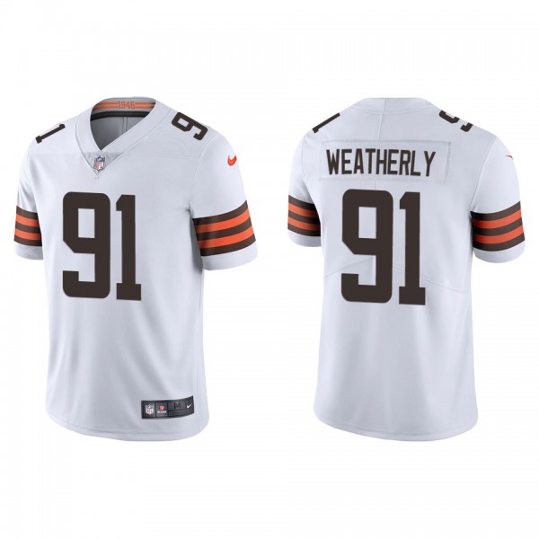 Men's Cleveland Browns Stephen Weatherly White Vap...